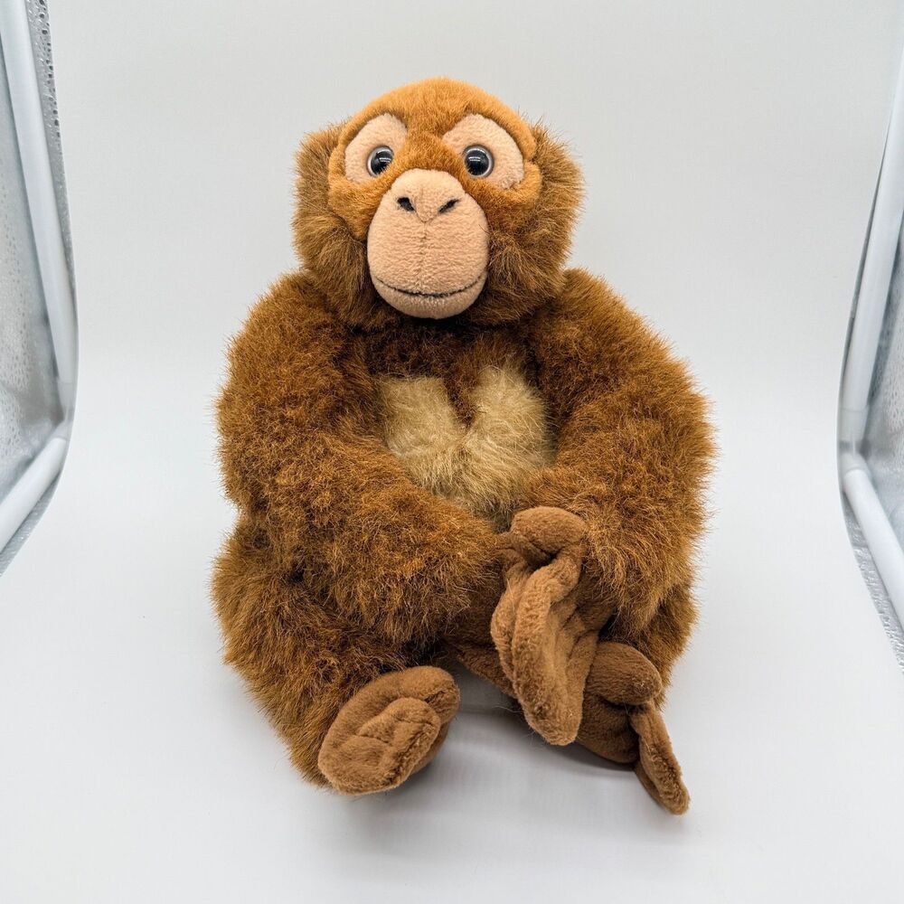 JAAG Jointed Plush Heart Orangutan Monkey 14" Brown Heavy Realistic Toy Soft